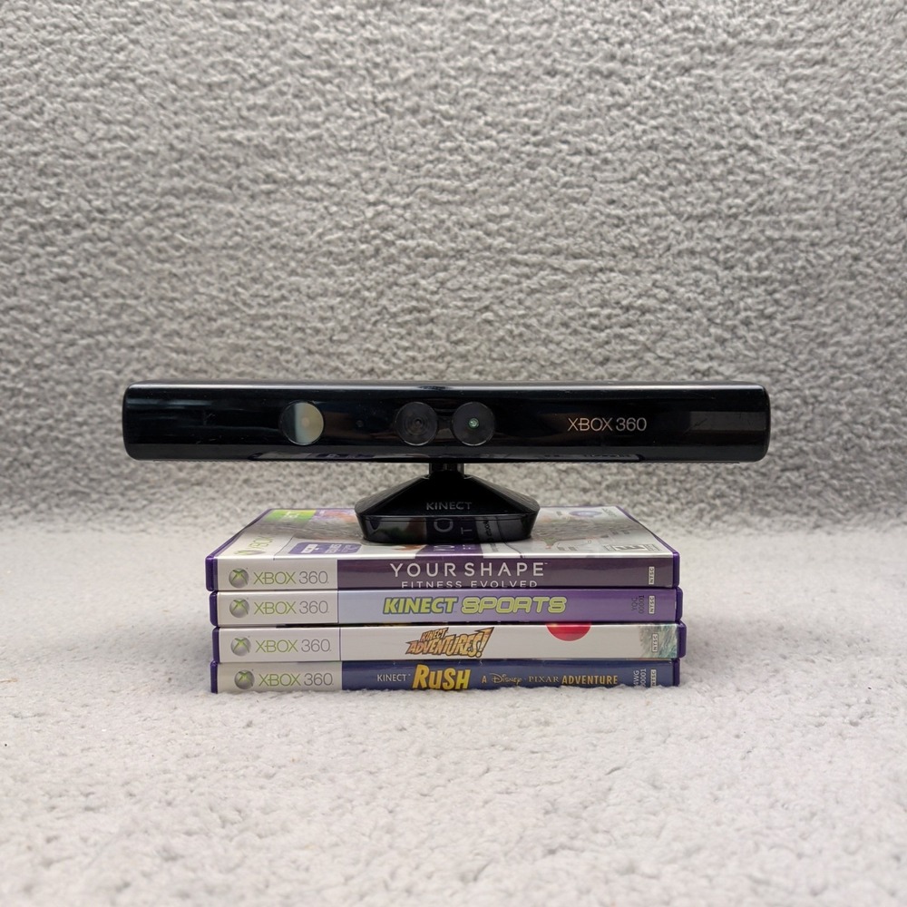 Xbox 360 Kinect Adventures Sensor Model 1414 Bundle w/ 4 Excellent Games Tested
